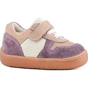 Resim Rakerplus Bob Hakiki Deri Mor Pudra Barefoot Cırtlı Lastikli Bebek Sneaker Ayakkabı Mor 
