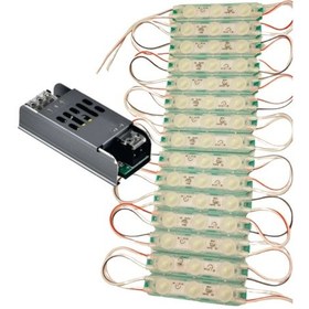 Resim 20 Adet 12 Volt 1.5 Watt 3 Lensli Yeşil 2835 Smd Led Modül Ip65 Modül 5a Trafo Set Yeşil 