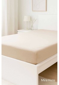 Resim Tek Kişilik Düz Penye %100 Pamuklu Lastikli Çarşaf 100x200 Cm Newsheet Bej Çok Renkli 