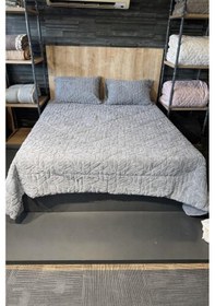 Resim Lisome Çift Kişilik Pelüş Yatak Örtüsü 220x240 Cm Gri Gri 