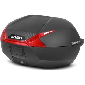 Resim Motosiklet Kurye Arka Top Case Çanta Kırmızı Reflektör Kilitli Shad Motor Çantası Bagaj Hacim 47 Lt Renkli 