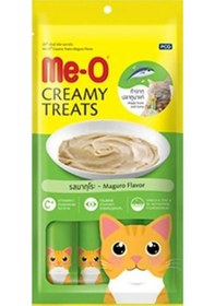 Resim Me-O Kremalı Mavi Yüzgeçli Orkinos Balıklı Kedi Sıvı Ödül Maması 4 x 15 G 