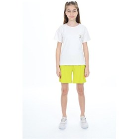 Resim Toontoy Kids Toontoy Kız Çocuk Garni Detaylı Baskılı Şortlu Takım Yeşil 