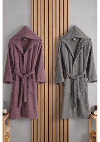 Resim Güvenal Verona Bay&bayan Pamuk 2'li Çizgili Kapüşonlu Bornoz Seti Bornoz Çeyiz Seti Bornoz Takımı 4 Çok Renkli 