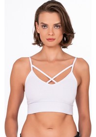 Resim Kompedan Önden İpli Sporcu Sütyen-beyaz Beyaz 