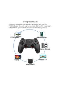 Resim Joystick Gamepad Çiftli Tv Pc Uyumlu Oyun Konsolu 2.4g Gamepad Double Joystick Doungle 