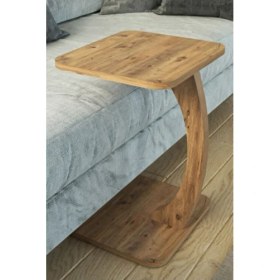 Resim Limnizza C Ayaklı Modern Yan Sehpa Koltuk Yanı Laptop Kahve Kitap Şehpası Servis Sehpası Kare Çam 