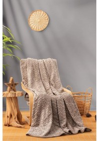 Resim Cotton Box Emboss Çift Kişilik Battaniye Bej 