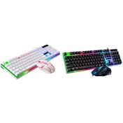 Resim Zgb G21b Renkli Glow Usb Kablolu Klavye Mouse Seti Siyah 