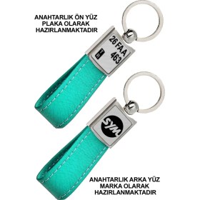 Resim Promosyon Denizi Ön Yüz Sym Logolu Arka Yüz Plakanıza Özel Turkuaz Anahtarlık 