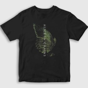Resim Presmono Unisex Çocuk Siyah Wings Alice In Chains T-Shirt 