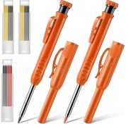 Resim Haashu 2 Paket Katı Marangoz Kalemleri Inşaat Ahşap Mimarı (Turuncu) Için Yerleşik Kalemle ile Yazma Aracı (Yurt Dışından) 