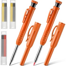 Resim Haashu 2 Paket Katı Marangoz Kalemleri Inşaat Ahşap Mimarı (Turuncu) Için Yerleşik Kalemle ile Yazma Aracı (Yurt Dışından) 