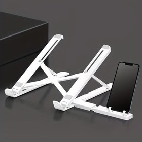 Resim 2'si 1 Arada Ayarlanabilir Laptop ve Tablet Standı - Taşınabilir, Katlanabilir, Su Geçirmez Araç Gösterge Paneli Montajı Çoklu Açılara Sahip Araba Uyumluluğu için, Dayanıklı ABS Malzeme, Beyaz, Tablet Tutucu Stand 