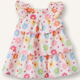 Resim Defacto Çiçekli Kısa Kollu Poplin Elbise Kız Bebek H6741a526hswt34 Beyaz-wt34 