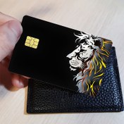 Resim Kredi Kartları, Debit Kartları, Ulaşım Kartları ve Oda Anahtar Kartları için Şık Aslan Tasarımı Etiketleri. 
