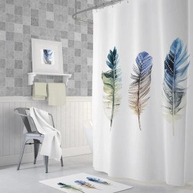 Resim Zethome Tropik Plume Banyo Duş Perdesi Tek Kanat 1 x 180 x 200 cm 