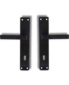 Resim Ayna Detaylı Siyah Oda Kapı Kolu ve Sessiz Gömme Kilit Takımı 40MM 