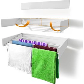 Resim Unique Design Design Kurutmalık Çamaşır Askısı - Duvara Monte, Katlanabilir Çamaşırlık - (BEYAZ-70CM) 