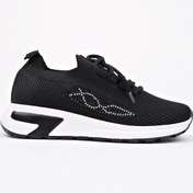 Resim Muggo Martha Kadın Kalın Taban Günlük Triko Taşlı Bağcıklı Sneaker Spor Ayakkabı 