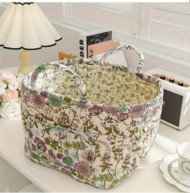 Resim Chuangyinshop 1 Adet Yıkanabilir Floral Çamaşır Ve Aksesuar Saklama Sepeti, Taşınabilir Pastoral Stil 