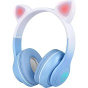Resim GK Creative Stn-28 Pro Kedi Kulaklı Tasarımlı Rgb Işıklı Bluetooth Kulaklık Mavi 