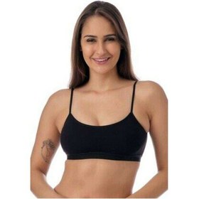 Resim Pedli İp Askılı Siyah Büstiyer Açık Kahverengi 