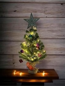 Resim Lapidaria 30 Cm Süslü Ve Led Işıklı Yılbaşı Çam Ağacı Kütük Tabanlı Jüt Ipli 