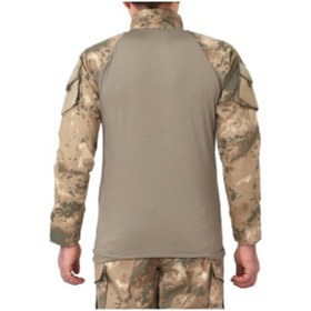 Resim Çöl Kamuflaj Combat Tişört Mikrofiber Yan Kollar Cepli Fermuarlı Slimfit Kesim Kamuflaj 
