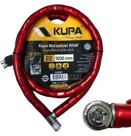 Resim Kupa Hırdavat Kupa Vinil Kaplı Çelik Kablolu Esnek Motosiklet Kilidi - 22 mm - 150 Cm. 