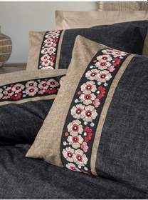 Resim Cotton Box Folk Art Tek Kişilik Nevresim Takımı Yamka Bej 