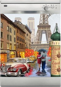 Resim Bulaşık Makinesi Sticker Kaplama Beyaz Eşya Kaplama Paris Çizim 