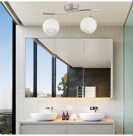 Resim Riley 2Li Krom Spot Yuvarlak Camlı Mutfak- Banyo Avize 