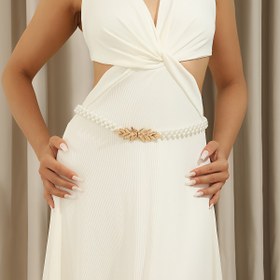 Resim Kadınlar için Ayarlanabilir Elastik İmitasyon İnci Bel Zinciri Kemer - Kore Tarzı Boncuklu Dekoratif Aksesuar, Düğünler, Partiler, Günlük Kullanım ve Yazlık Kıyafetler İçin Çok Yönlü | Olgun Stil Aksesuarı | Büzgülü Kumaş Vurgusu, Elbise Süsleme Aksesuarları 