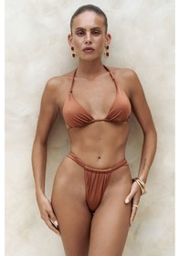 Resim Mai Studios Co. Dahlia Askısı Düğüm Detaylı Kiremit Bikini Üstü Kiremit 