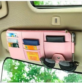 Resim Sunshine022 Pembe Araç Torpido Gözü Düzenleyici Güneşlik Gözlük Klipsli Çok Cepli Pratik Saklama 