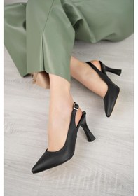 Resim Nesilshoes Nesil Shoes Tam 175 Siyah Topuklu Kadın Sandalet 