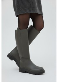 Resim Fox Shoes V973222209 Füme Kalın Tabanlı Kadın Binici Çizmesi Füme 