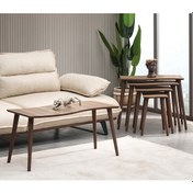 Resim Vovvahome Salsa 4lü Mdf Ahşap Zigon Sehpa Ve Orta Sehpa - Ceviz 
