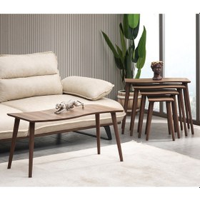 Resim Vovvahome Salsa 4lü Mdf Ahşap Zigon Sehpa Ve Orta Sehpa - Ceviz 