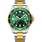 Resim Yifomall Curren Erkek Klasik Kol Saati - Kuvars Camlı, Gündüz/gece Görünür, Takvimli, 3atm Su Geçirmez, Yeşil Dial Ve Altın-silver Kayışlı Altın - Siyah 