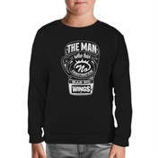 Resim Muhammad Ali - The Man Who has Wings Siyah Çocuk Sweatshirt 