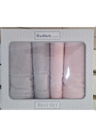 Resim Camellıa Best Set Gri Pembe Hamam Seti 2 Havlu+2 Plaj Havlusu Gri - Pembe 