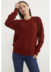 Resim Sementa Petek Desenli Oversize Triko Kazak - Kırmızı 001 