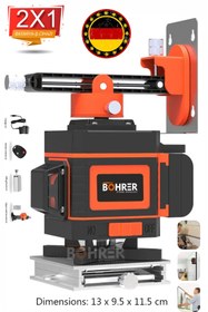 Resim BÖHRER MANYETİK 16 SATIR 4 KÖŞE 360 DERECE 4X4 LAZER ,2 LİON BATARYA YEŞİL IŞIK AKÜLÜ LAZER HİZALAMA 
