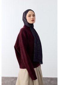 Resim Mirsoy Scarf Mirayze Etnik Desen Şal Mürdüm 