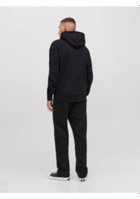 Resim Jack & Jones Erkek Kapüşonlu Fermuarlı Sweatshirt-siyah Siyah 