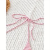 Resim Şık Yaz Askılı Boyunlu Backless Üst, Seksi Düz Renkli Polyester ile Çiçek Detaylı Dantel, Ön Toka, Hafif ve Nefes Alabilir, Plaj Tatili için 