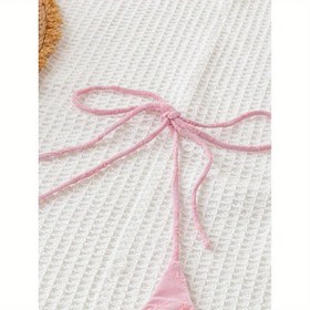 Resim Şık Yaz Askılı Boyunlu Backless Üst, Seksi Düz Renkli Polyester ile Çiçek Detaylı Dantel, Ön Toka, Hafif ve Nefes Alabilir, Plaj Tatili için 