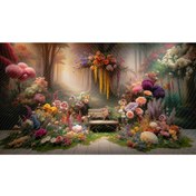 Resim Venspor Doğa ve Çiçeklerle Bezeli Bank Temalı 200x150cm Duvar Örtüsü Arkaplan Fon, Sanatsal ve Huzur Verici 